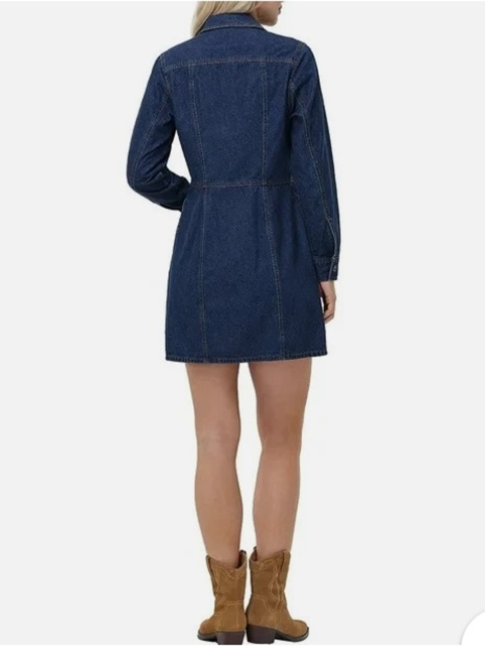 Frye Dark Blue Denim Long-Sleeve Shirt Dress - Picture 3 of 5